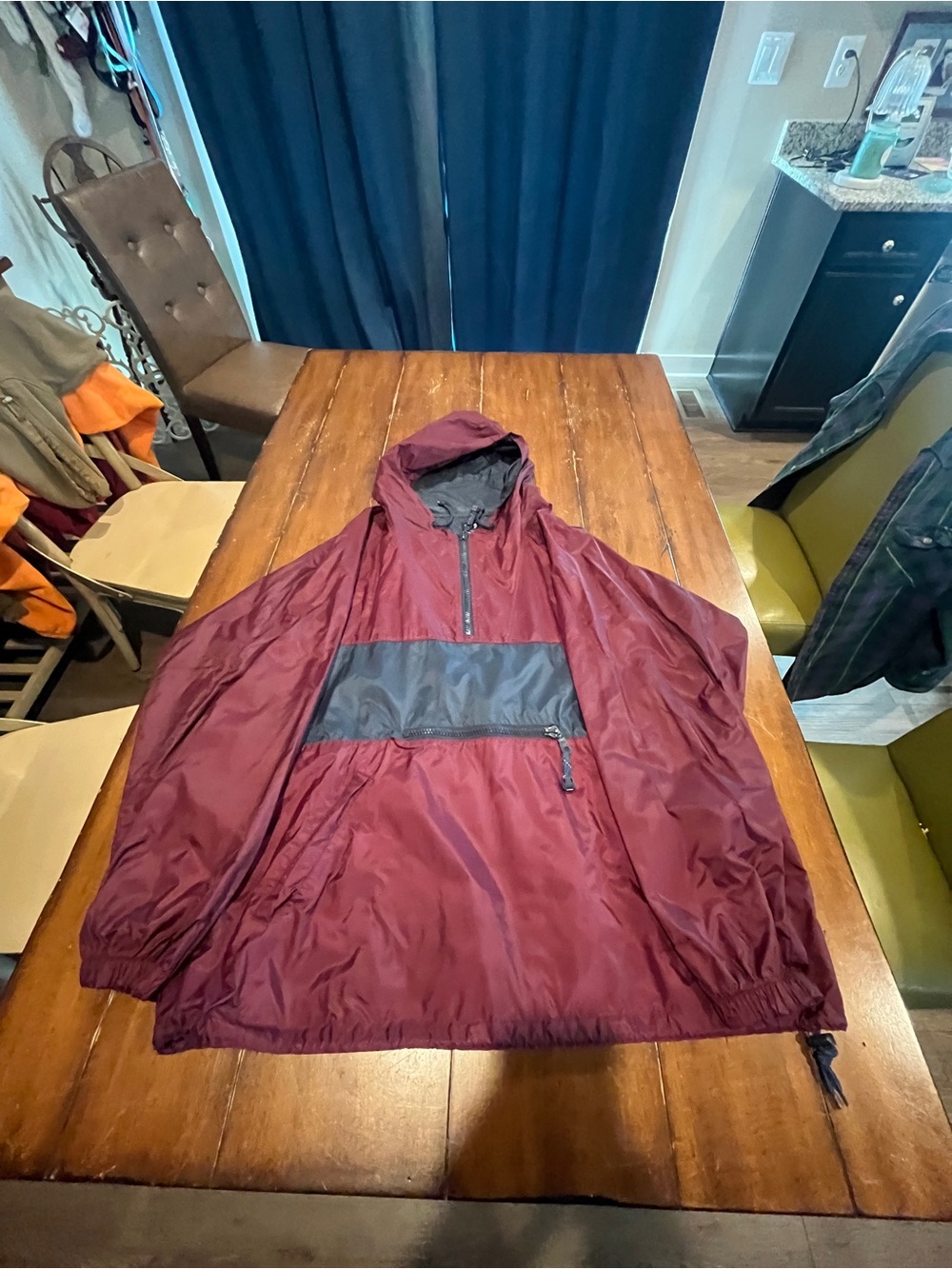 GAP Burgundy Windbreaker with Black Front Panel